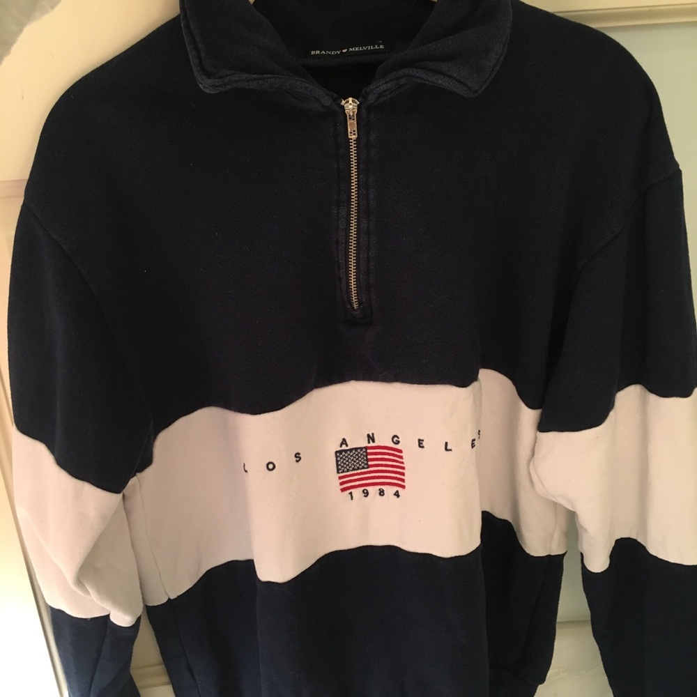 brandy melville quarter zip navy
